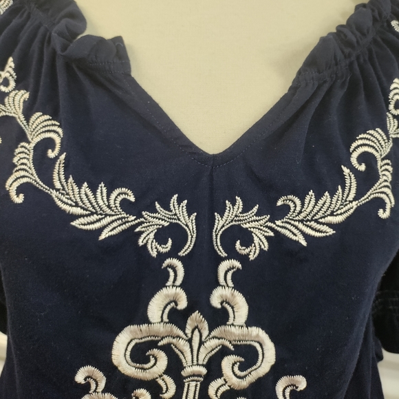 Ariat | Smocked Ruffle Dress W/ Western Embroidery Detail Women's Size Small - Picture 7 of 15